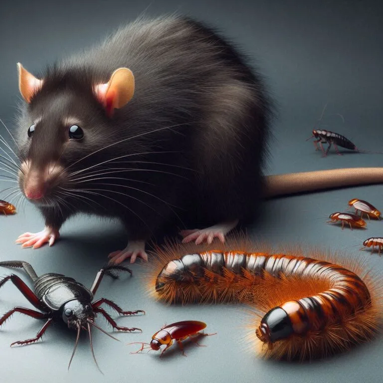 Image avec un rat une chenille processionnaire une punaise de lit et un cafard