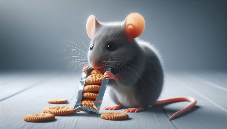 Souris qui mange des gateaux