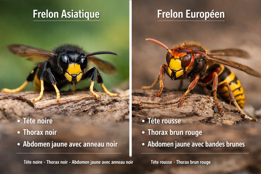 le frelon asiatique et le frelon européen en photo