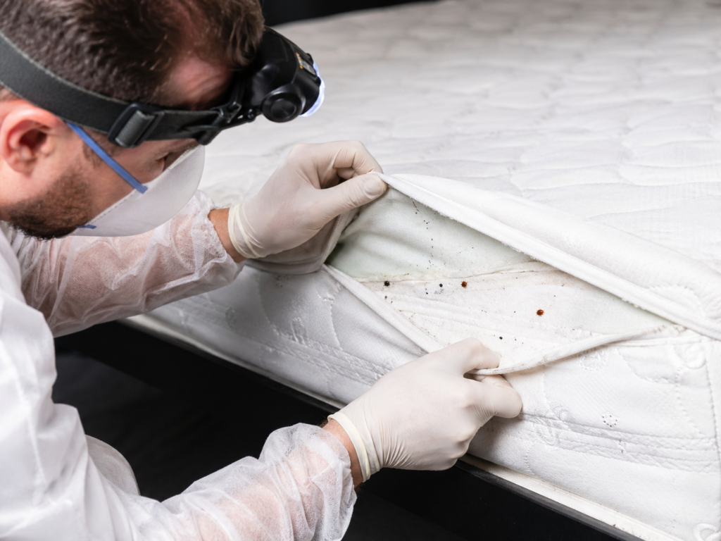 Traces de punaises de lit sur un matelas