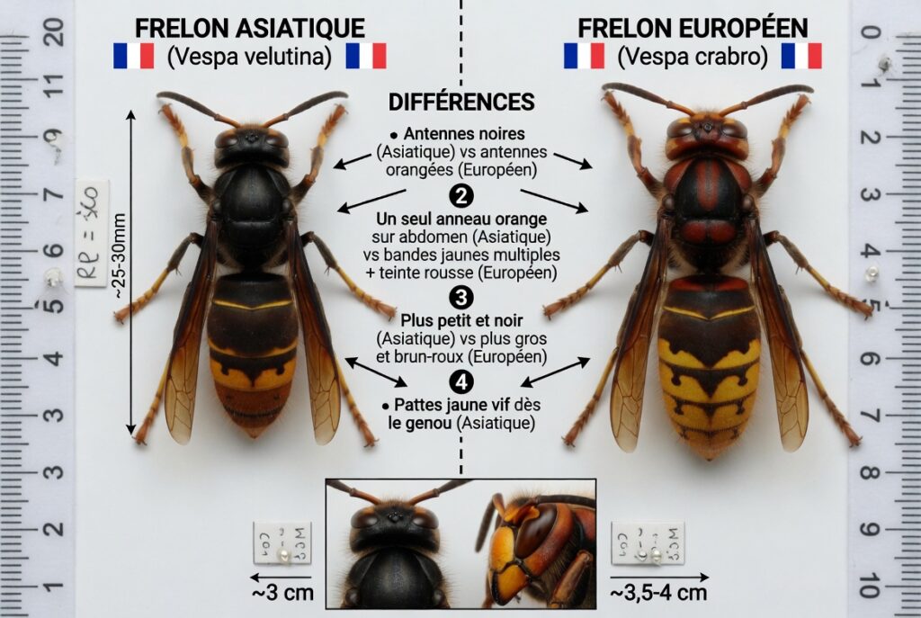 Comparer le frelon asiatique et le frelon européen