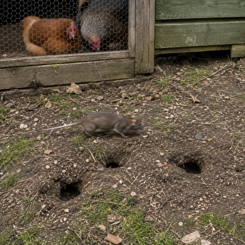 Rat dans un poulailler