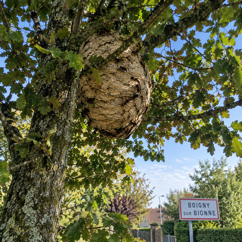 Nid de frelons asiatiques dans un arbre