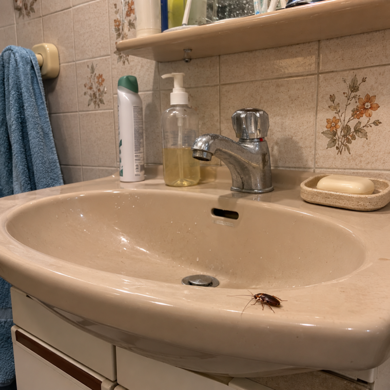 Cafard dans la salle de bain